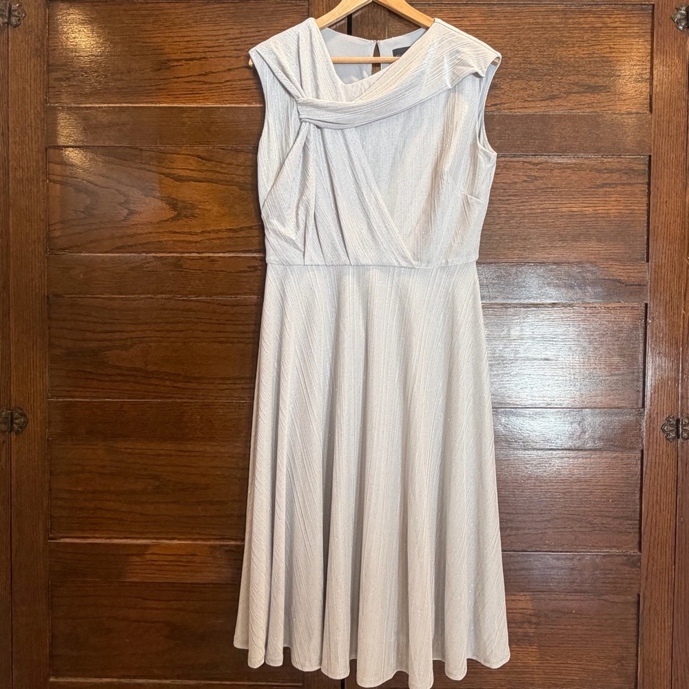 Covington 12 silver grey Sleeveless Midi Dress lined sparkle full skirt formal